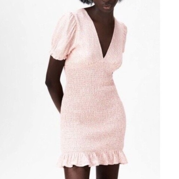 𝐍𝐖𝐎𝐓 𝐙𝐀𝐑𝐀 𝐏𝐢𝐧𝐤 𝐅𝐥𝐨𝐫𝐚𝐥 𝐑𝐮𝐜𝐡𝐞𝐝 𝐏𝐫𝐢𝐧𝐭𝐞𝐝 𝐃𝐫𝐞𝐬𝐬 - Picture 4 of 8